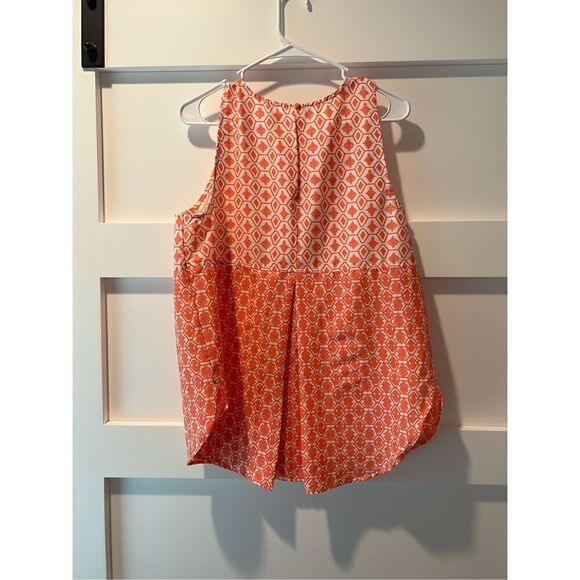 Faded Glory Orange and White patterned tank top size L - Picture 3 of 5
